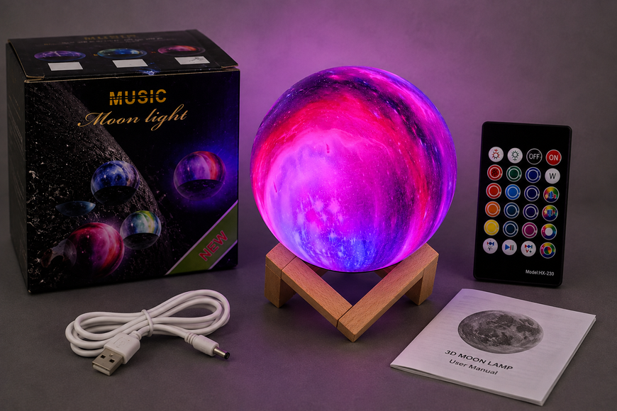 Атмосферний LED-світильник ORBITA Moon RGB 16 з пультом 15см J8199 фото