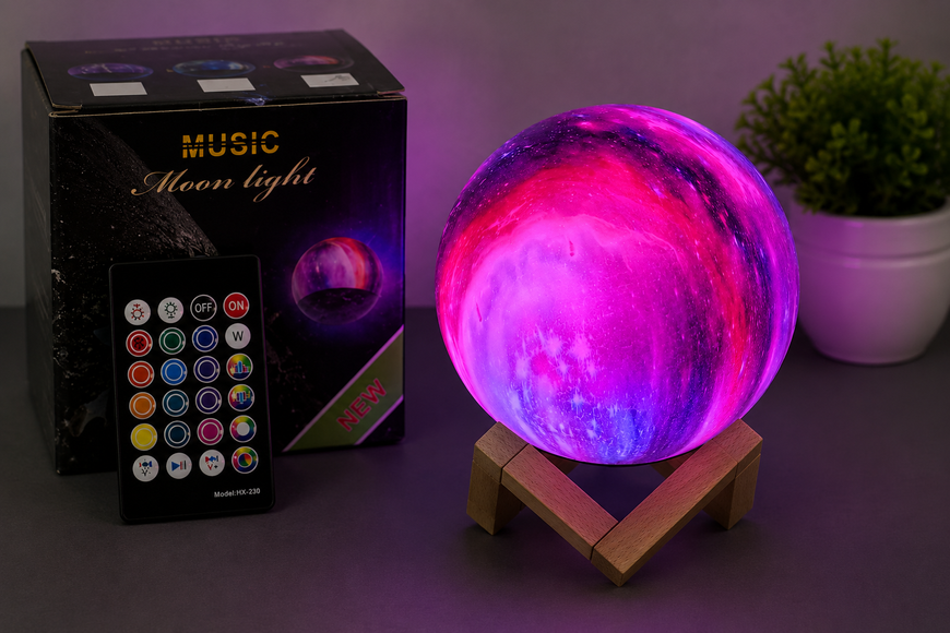 Атмосферний LED-світильник ORBITA Moon RGB 16 з пультом 15см J8199 фото