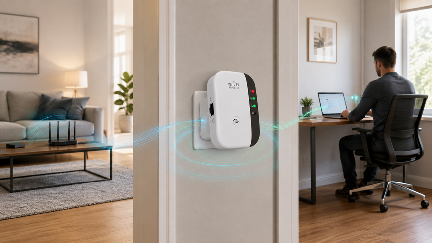 Розетковий Wi‑Fi репітер 300 Мбіт/с 2,4 ГГц з WPS та LAN neo3597 фото