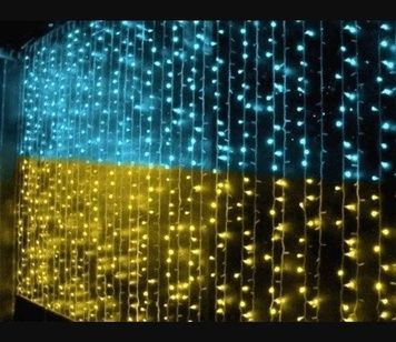 Патриотическая гирлянда-штора "Флаг Украины" 3&times;3 м, жёлто-голубая, 6 режимов, LED, IP44 161M фото