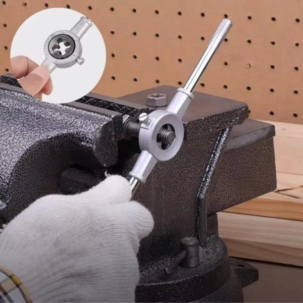 Набор плашек и метчиков ThreadMaster ES-20 сталь 9ХС М3-М12 20 предметов в кейсе j01283 фото