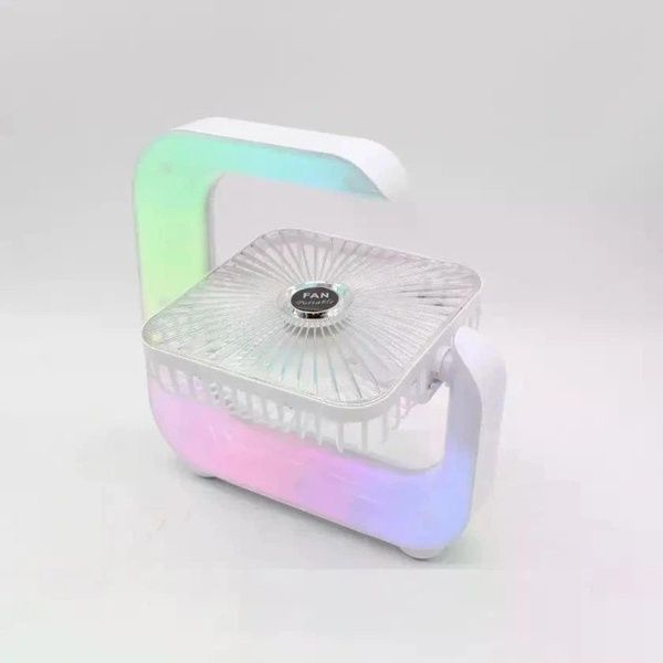 Вентилятор квадратний нічник G-Fan 2 в 1 з RGB підсвічуванням акумулятор USB Type-C 3 швидкості j6799 фото