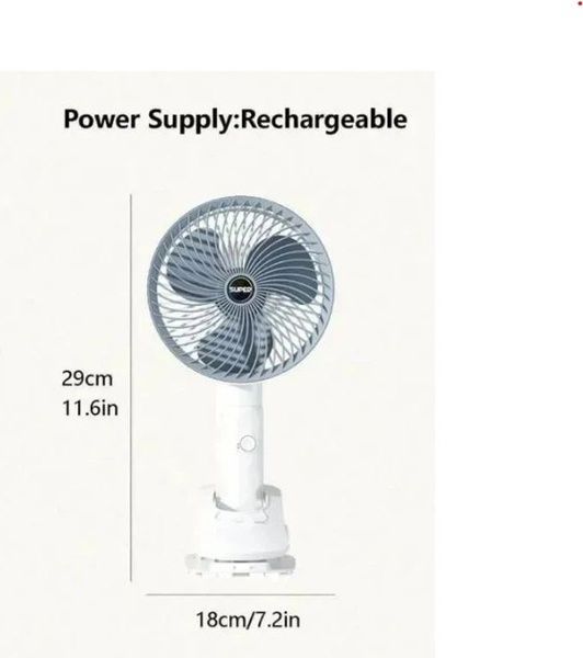 Вентилятор на прищіпці Desktop Fan Multi Function USB 3 швидкості настільний 30 см білий j6703 фото