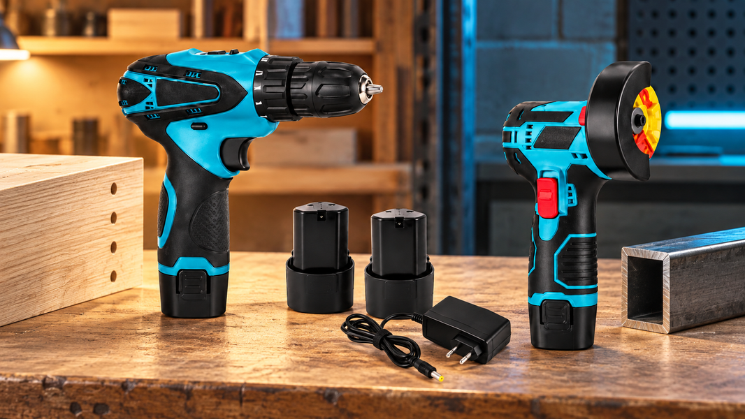 Акумуляторний набір ToolForce Duo D02078 2-в-1: шурупокрут 24 Н&middot;м + мініболгарка 76 мм, 12 В, 2 АКБ D02078 фото