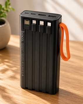 Павербанк Hoco JA-A 30000 мАг із вбудованими кабелями micro-USB Type-C USB дисплей чорний j9799 фото