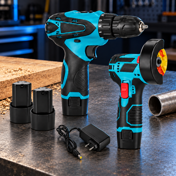 Акумуляторний набір ToolForce Duo D02078 2-в-1: шурупокрут 24 Н&middot;м + мініболгарка 76 мм, 12 В, 2 АКБ D02078 фото