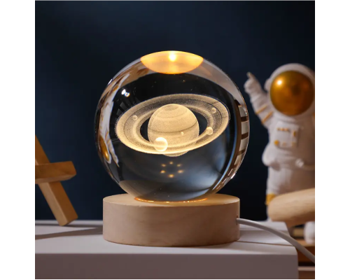 Нічник Galaxy Sphere 3D &laquo;Сатурн&raquo; на дерев&rsquo;яній USB-підставці 144J фото